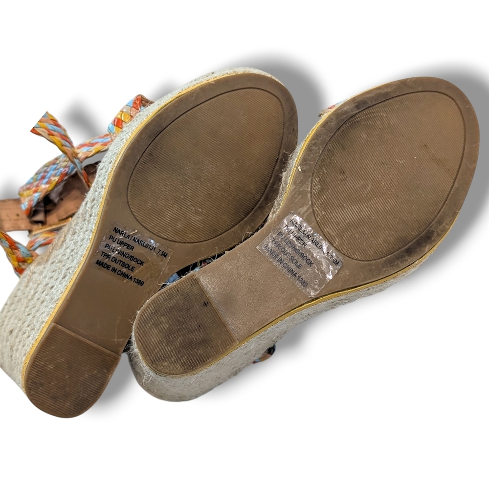 Like New Madden Girl Narla Woven Platform Wedge Sandals, Size 7.5 - Picture 3 of 8